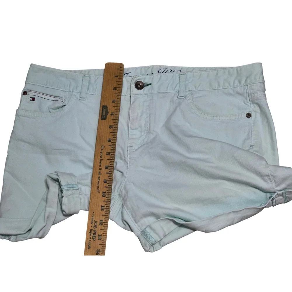 Tommy Hilfiger Womens Mint‎ Green Cuffed Denim Chino Shorts Mid Rise Size 12